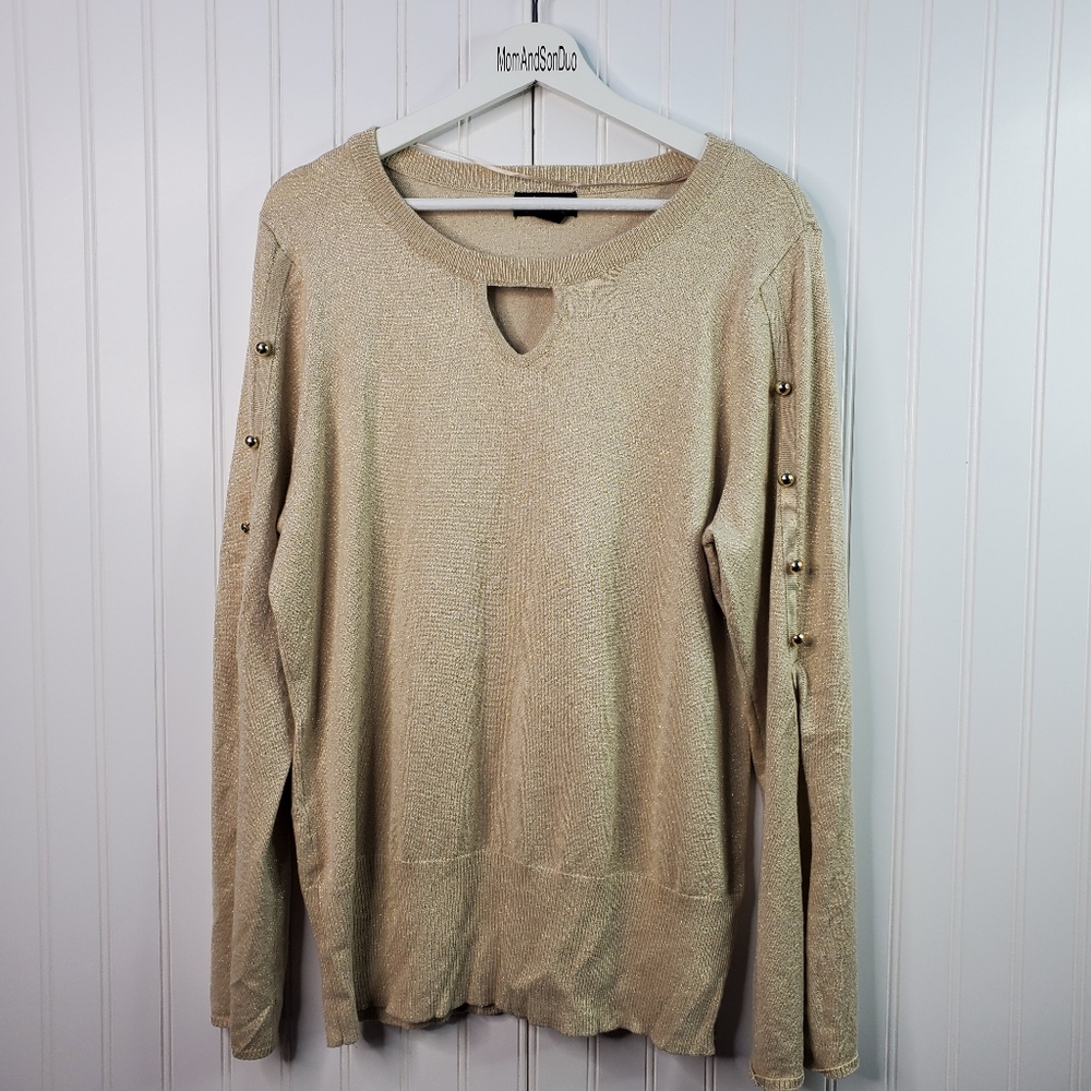 Thalia Sodi Gold Sweater Long Sleeve Metallic New XL